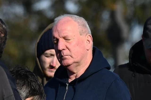 Bobby Storey during A commemoration for Shankill bomber Thomas Begley takes place at Milltown cemetery