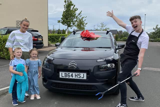 Derry YouTuber Adam B visits Bronagh Burke and her twins Adam & Aoife where he gifted the family lots of toys and a car in the big 20k giveaway where Adam travelled around Derry in an ice cream truck giving gifts to people he believed deserved them.