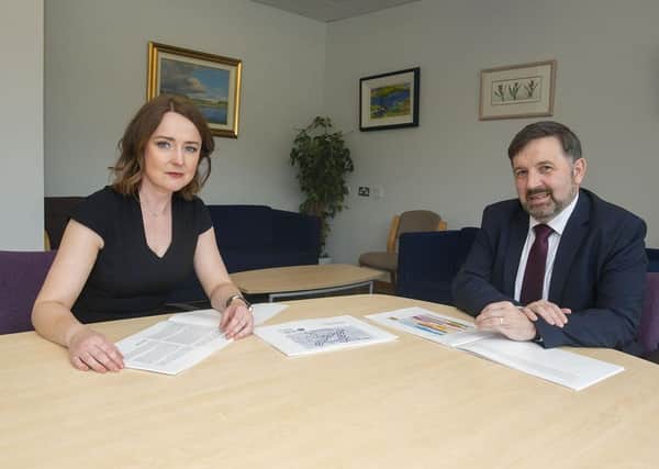 Health Minister Robin Swann with Siobhán O’Neill, the new interim Mental Health Champion for Northern Ireland.
