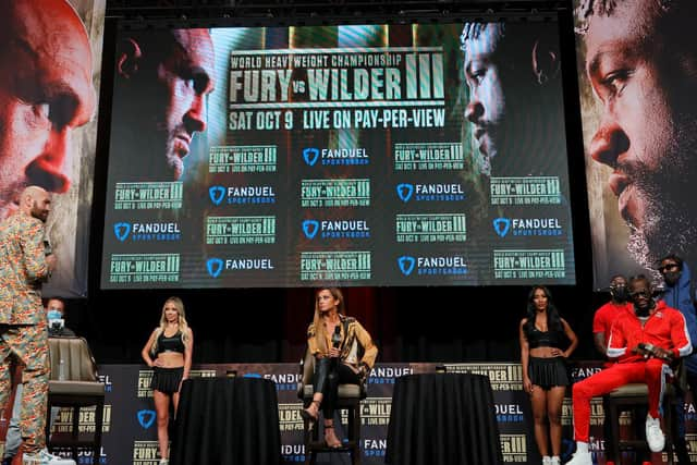 Fury and Wilder at their pre-fight press event on Wednesday, October 6.