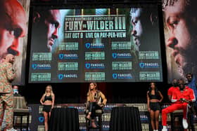 Fury and Wilder at their pre-fight press event on Wednesday, October 6.