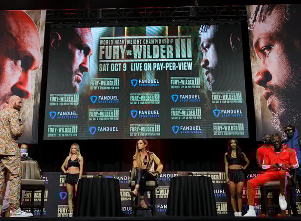 Fury and Wilder at their pre-fight press event on Wednesday, October 6.