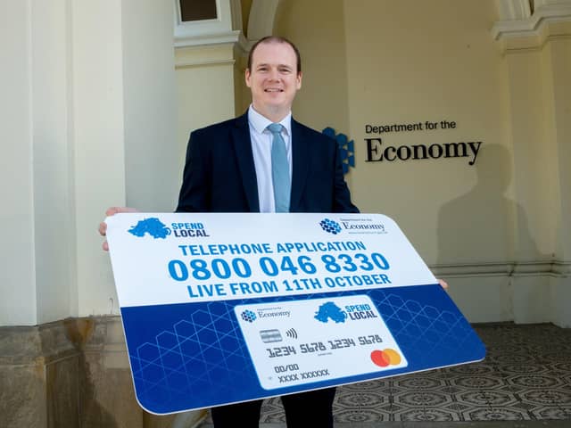Gordon Lyons, Economy Minister launching the telephone service.