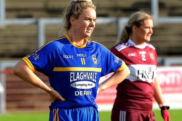 Steelstown Ladies' Ciara McGurk in action during Saturday's Errigal Derry Senior Ladies Championship Final against Ballinascreen in Celtic Park. (Photo: George Sweeney)