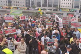 A section of the tens of thousands who attended the mica redress protest in Dublin on Friday.