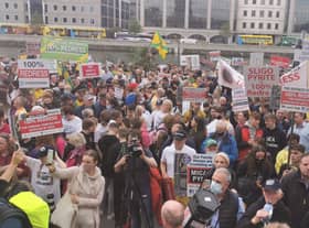 A section of the tens of thousands who attended the mica redress protest in Dublin on Friday.