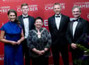 DSCF7972 – (L-R) Sarah Travers, host; Colin Mullan, Find Insurance; Derry Chamber President Dawn McLaughlin; Tony Connelly, RTÉ Europe Editor; and Derry Chamber CEO Paul Clancy.