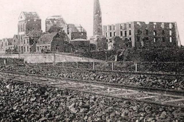 Cuinchy lies in ruins in a photograph taken a year after Charles McGonagle's death.
