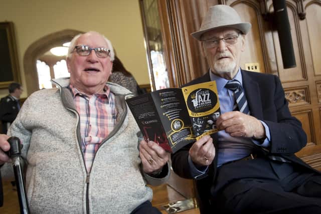 Pictured at the 2019 City of Derry Jazz & Big Band Festival at the Guildhall were legends Johnny Quigley and Gay McIntyre (right). (Photo: JIm McCafferty Photography)