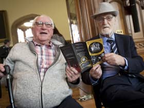 Pictured at the 2019 City of Derry Jazz & Big Band Festival at the Guildhall were legends Johnny Quigley and Gay McIntyre (right). (Photo: JIm McCafferty Photography)