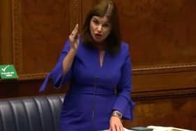 Sinéad McLaughlin raising the high unemployment rate in Derry this week.