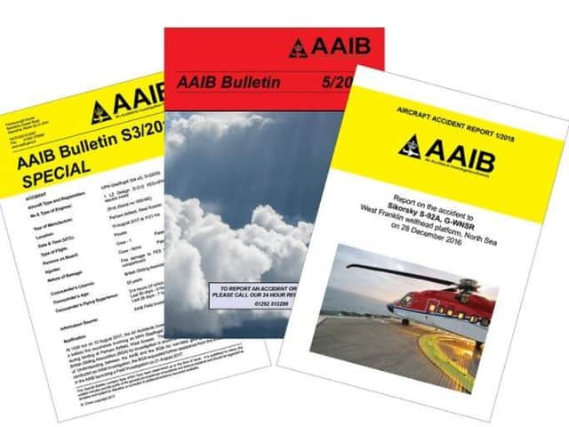 Details were released in the AAIB's monthly report published today.