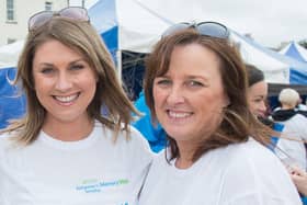 Bernadine McCrory with Sarah Travers at a memory walk in Derry a number of years ago.