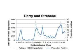 A chart tracking the positivity rate in Derry/Strabane.