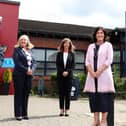 From left, Jackie Redpath, C.E.O. of the Greater Shankill Partnership, Kathleen O’Hare, ex-principal of Hazelwood Integrated College & St. Cecilia’s College, Mary Montgomery, principal of Belfast Boys’ Model School and Joyce Logue, principal of Long Tower Primary School, members of the Expert Panel on Educational Underachievement.