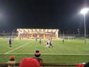 Fans watch the action as Derry take on St Pat's at the Ryan McBride Brandywell stadium on Friday night.
