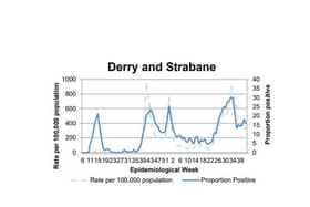 A chart tracking the positivity rate in Derry/Strabane.