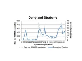 A chart tracking the positivity rate in Derry/Strabane.