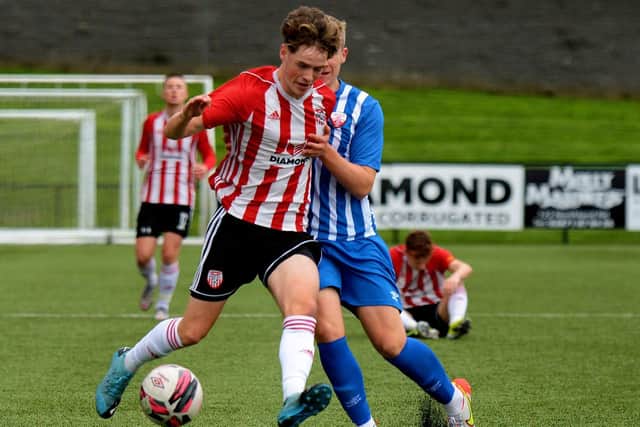 Derry City striker Michael Harris netted their winner over Treaty United in the Enda McGuill Cup semi-final. Picture by George Sweeney