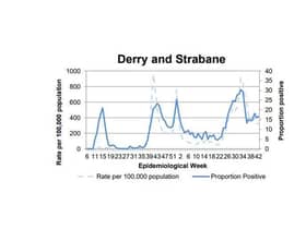 A chart tracking the positivity rate in Derry/Strabane.
