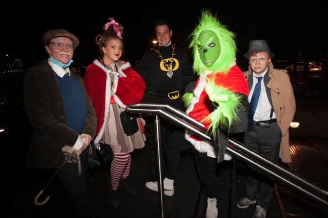 The Mayor, Alderman Graham Warke, enjoying the Hallowe'en festivities with revellers at the weekend.