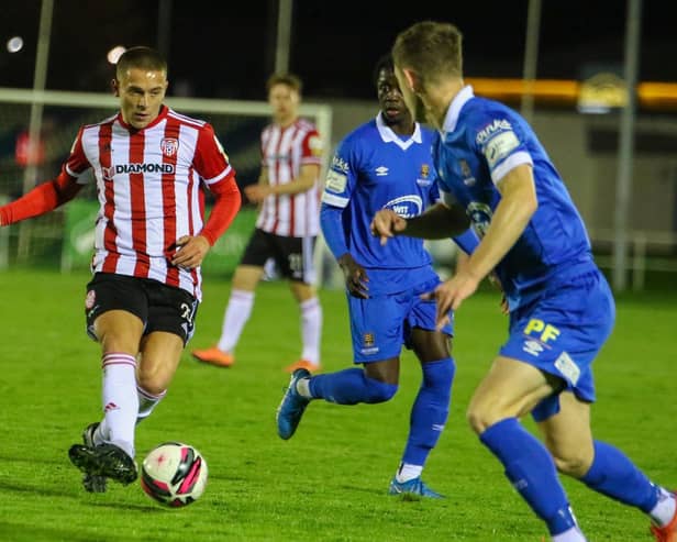 Derry City midfielder Jack Malone starts another attacking move at the RSC. Picture by Kevin Moore/MCI