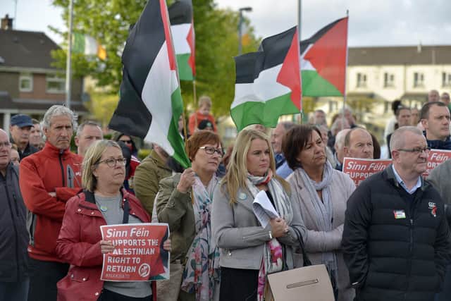 Attendees at a previous Palestine solidarity rally in the city.