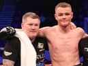 Brett McGinty pictured with his trainer Ricky Hatton. Picture courtesy of Hennessy Sports/Lawrence Lustig