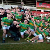Glen celebrate their first ever Derry senior Championship title after defeating Slaughtneil in Celtic Park on Sunday. (Photo: George Sweeney)