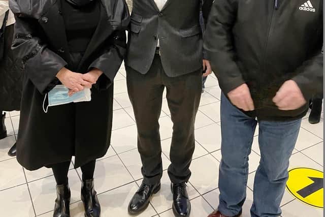 MP Colum Eastwood at Saturday’s event with Minty and Erne Thompson.