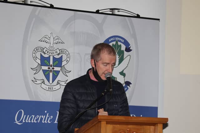 St Columb's College principal Finbar Madden speaking at the event. (Photo: Joe Stewart)