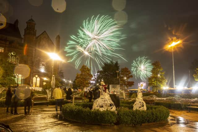 ‘Awakening the Walled City’ - The fireworks finale of the recent Hallowe’en celebrations. Lorcan Doherty Photography