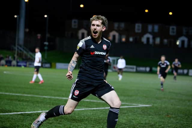 Derry City goalscoring hero, Jamie McGonigle. Photograph by Kevin Moore.