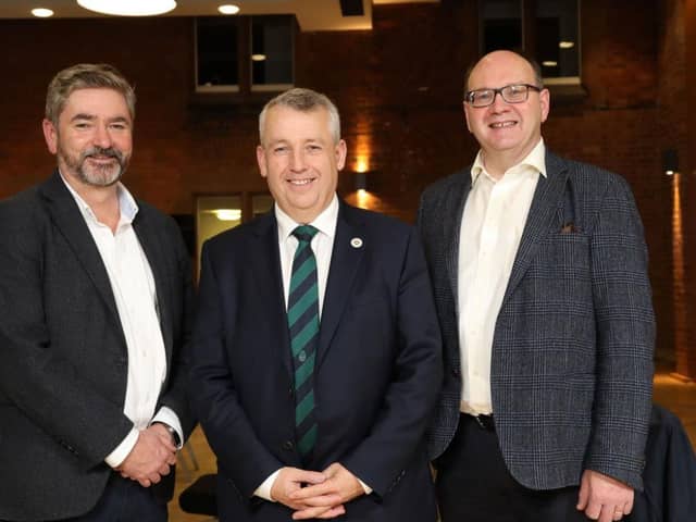 From left to right: Professor Geoff McMullan, Head of the School of Biological Sciences, Queen's University; Dr John Gilliland, Devenish Nutrition;