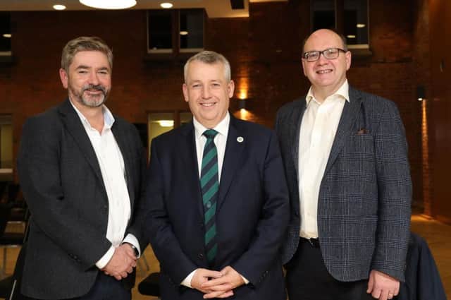 From left to right: Professor Geoff McMullan, Head of the School of Biological Sciences, Queen's University; Dr John Gilliland, Devenish Nutrition;