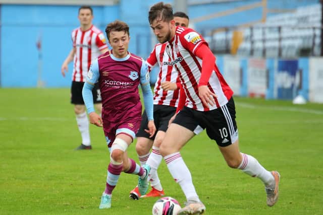 Derry City's Will Patching in action against Drogheda United earlier in the season. Picture by Kevin Moore/MCI