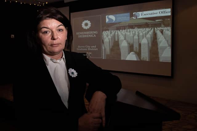 Elvira Mujkanovic from Remembering Srebrenica.  Picture Martin McKeown.