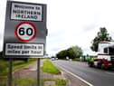 Traffic crossing the border between the Republic of Ireland and Northern Ireland in the village of Bridgend, Co Donegal. (Brian Lawless/PA Wire)