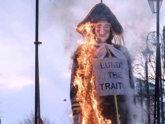 The effigy of Lundy is burned.