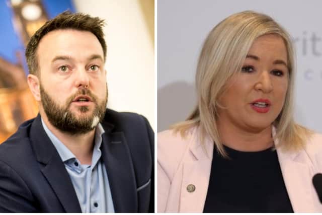 SDLP Leader Colum Eastwood and Sinn Fein leader in the north Michelle O'Neill.