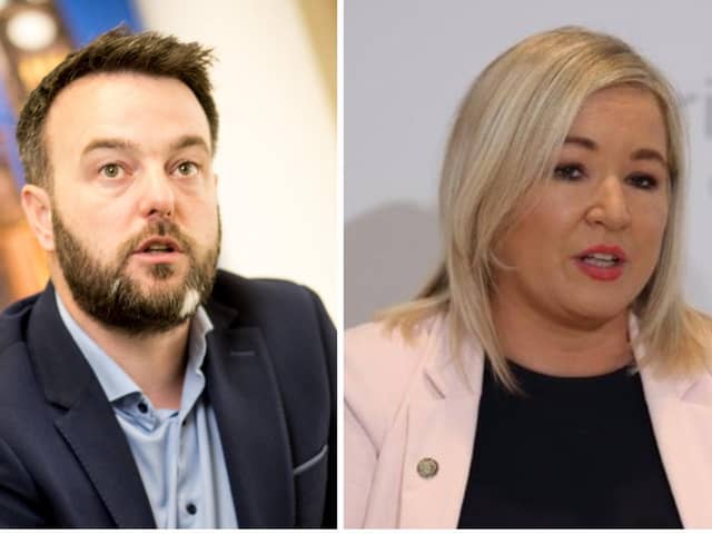 SDLP Leader Colum Eastwood and Sinn Fein leader in the north Michelle O'Neill.