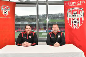 Derry City manager Ruaidhri Higgins with his new assistant Alan Reynolds. Picture by Kevin Morrison/Event Images & Video