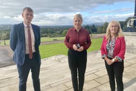 Foyle MLAs Padraig Delargy and Ciara Ferguson with Sinn Féin leader in the north Michelle O’Neill.