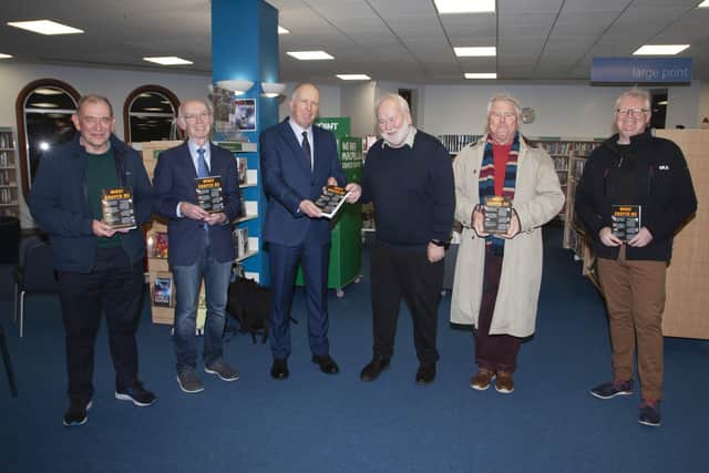 Group pictured at Thursday nightâ€TMs â€ ̃What Shaped Meâ€TM book launch at the Central Library, Foyle Street. From left, Harry Sharkey, Jude Collins, Garbhan Downey, Pat McArt, Pat MacCafferty and Michael Oâ€TMDonnell. (Photos: Jim McCafferty Photography)