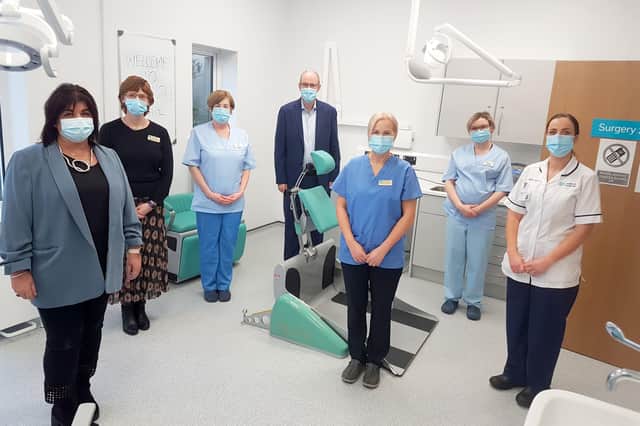 Deirdre Mahon Director Of Women & Children’s Services ; Grainne Quinn, Clinical Director; Alison Quinn, Dental Nurse; Chief Executive Neil Guckian; Helena Lindsay Dental Nurse ; Aisling Cooper Dentist and Rosemary McNickle, Dentist