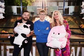 Alex Brooker, Josh Widdecombe and Roisin Conaty