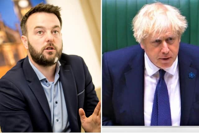 Foyle MP Colum Eastwood (left) has criticised Prime Minister Boris Johnson.