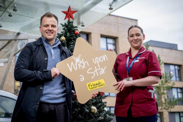 Richie Sheerin and Natalie Martin, Haematology Clinical Nurse Specialist at the North West Cancer Centre at Altnagelvin Area Hospital, are supporting local charity Friends of the Cancer Centre’s Wish Upon A Star appeal this Christmas.
