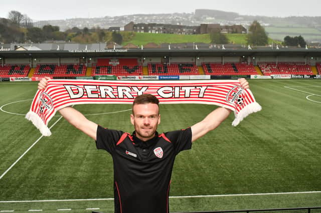 Derry City new signing Cameron Dummigan is unveiled at Brandywell this week.
