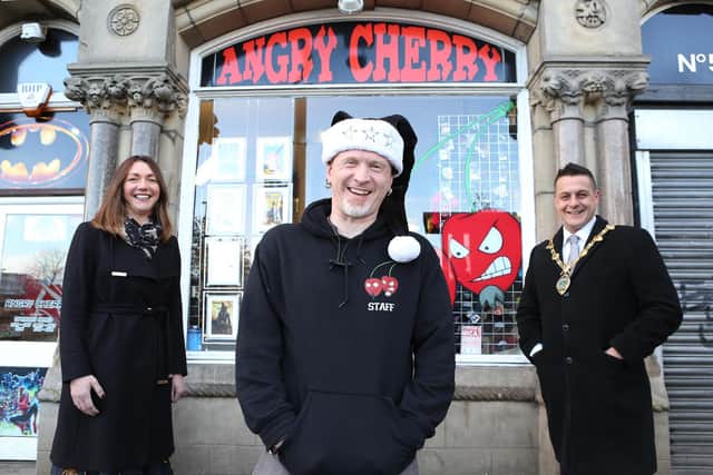 Business Development Officer with Derry City and Strabane District Council, Tara Nicholas, Mickey McGonagle from Angry Cherry and the Mayor, Graham Warke.